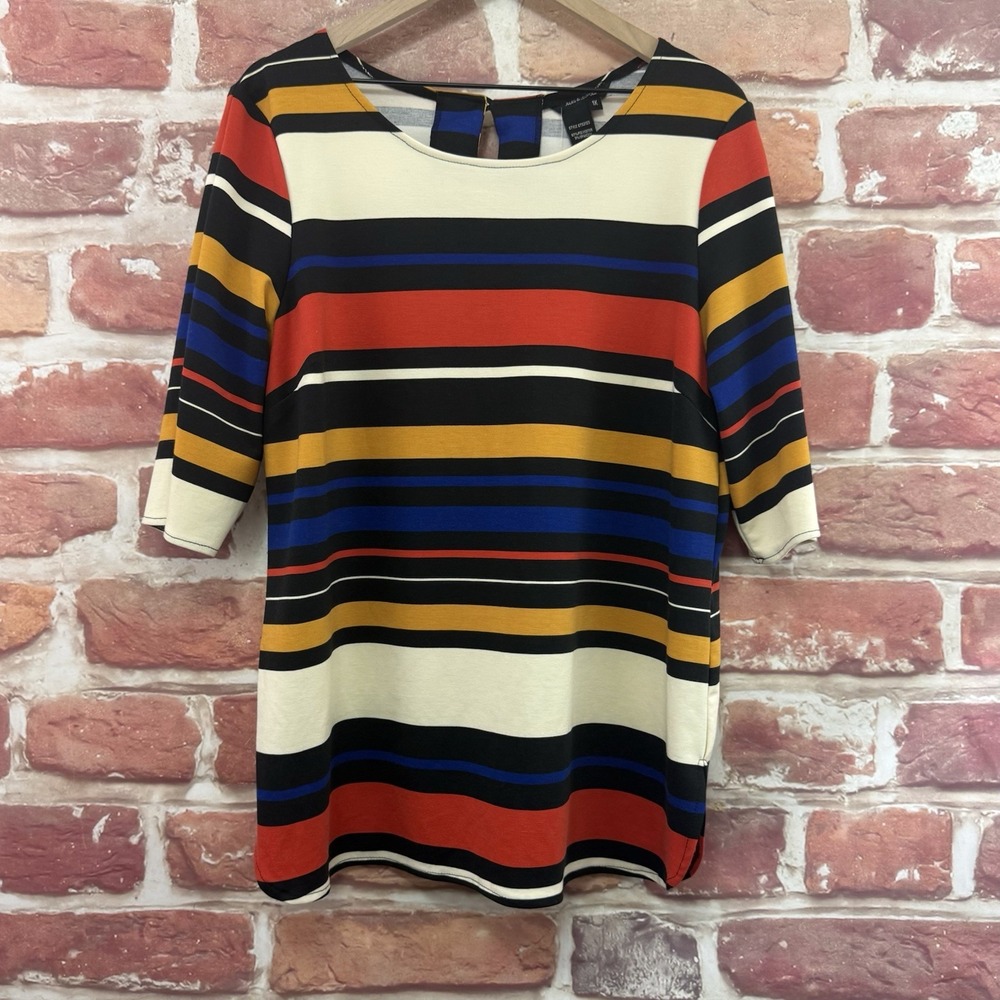 Jules & Leopold Top Women's 1X Multicolor Striped Casual Stretchy Knit Shirt